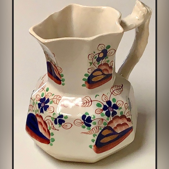 Tree Trunk Handle Gaudy Welsh Forget Me Not Pattern Mason Style Jug Pitcher - Picture 2 of 11